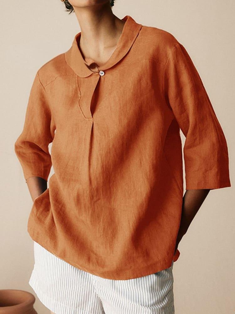 Autumn New Retro Slub Linen Shirt Casual
