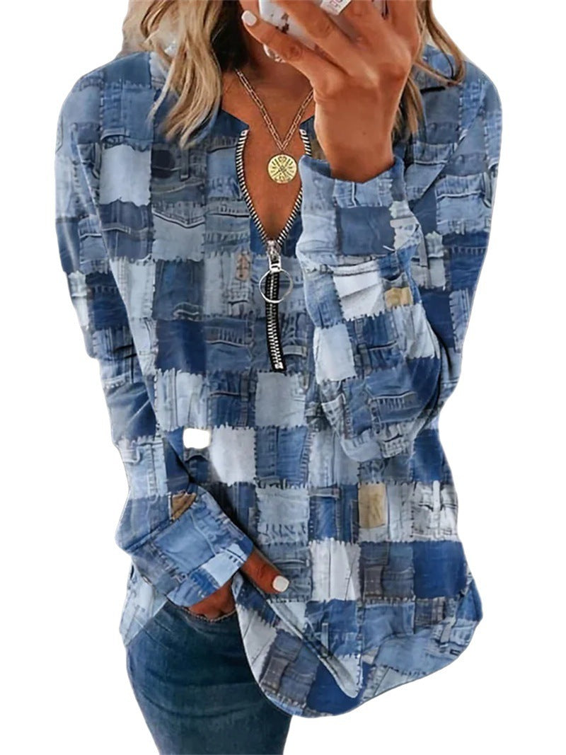 Loose Long Sleeve Zipper Sweater