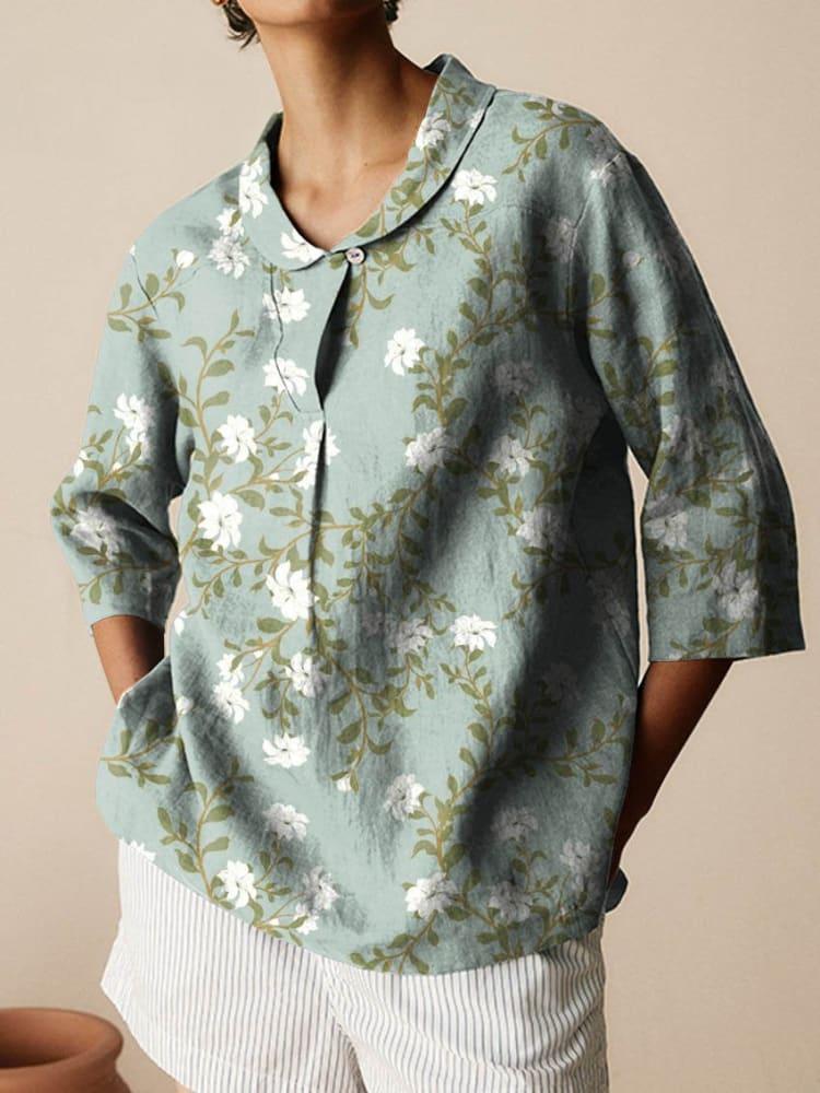 Autumn New Retro Slub Linen Shirt Casual
