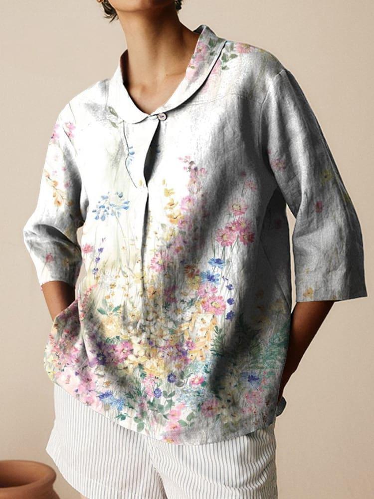 Autumn New Retro Slub Linen Shirt Casual