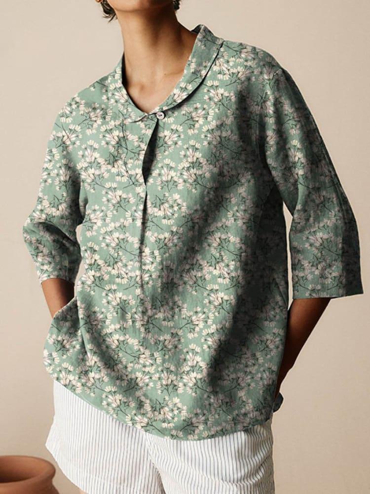 Autumn New Retro Slub Linen Shirt Casual