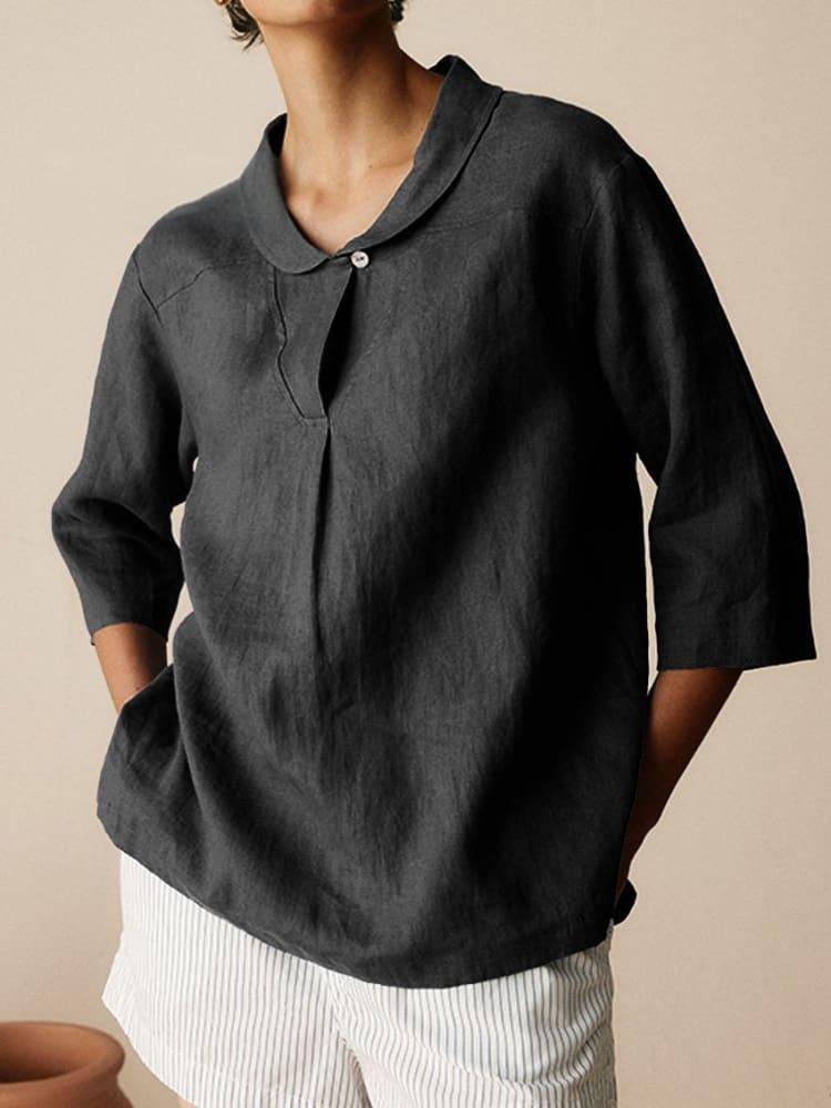 Autumn New Retro Slub Linen Shirt Casual