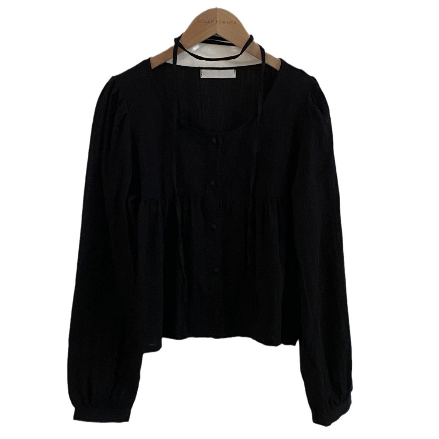 Ribbon Design Single-breasted Long Sleeve Shirt Women's All-match Top