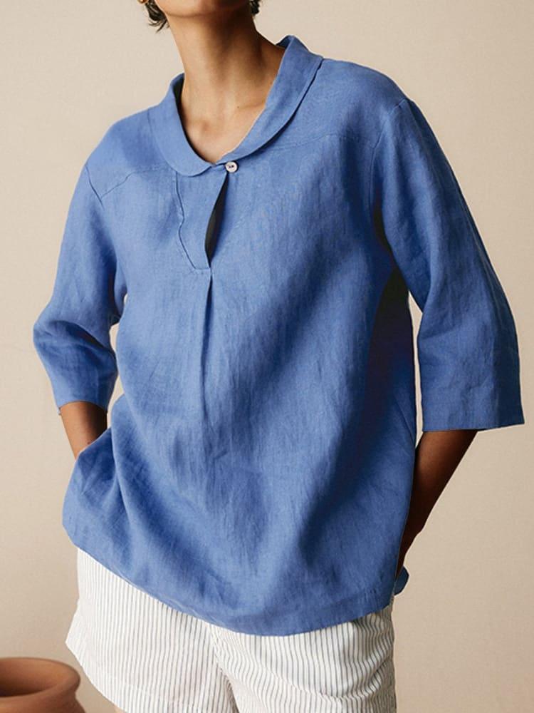 Autumn New Retro Slub Linen Shirt Casual