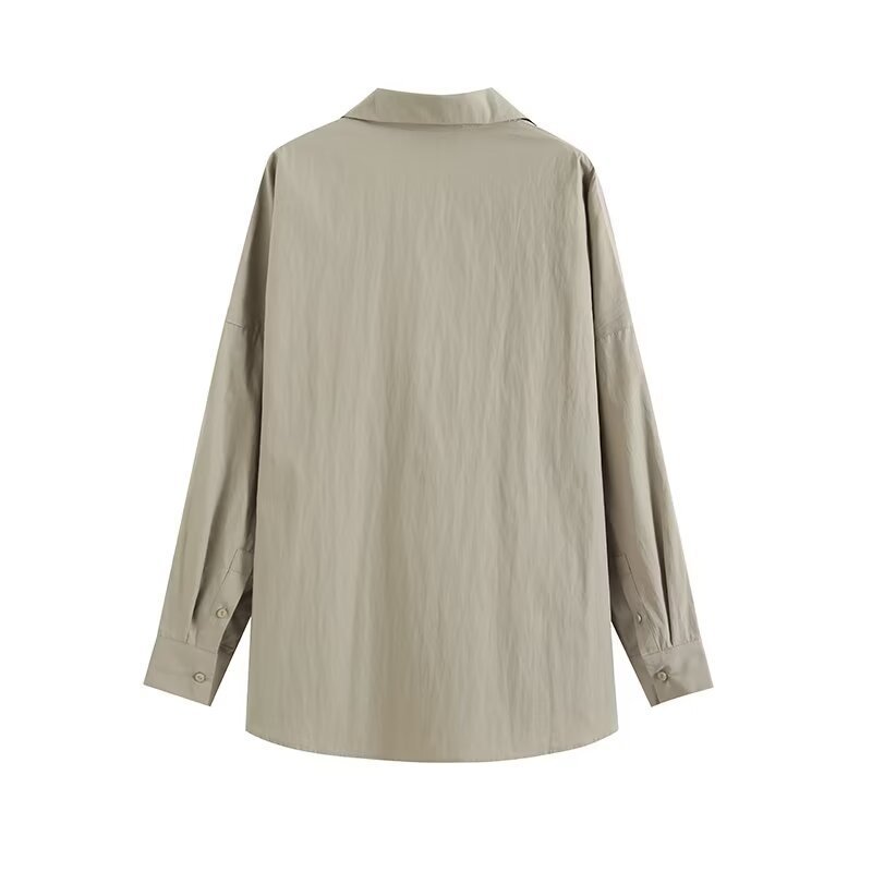 Green Pleated Loose-fitting Wide-leg Trousers