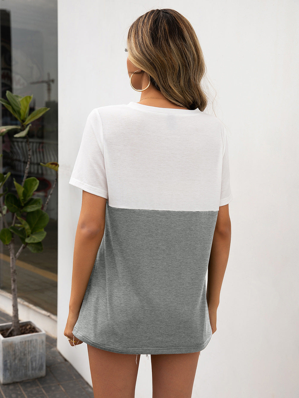 Ivy Lane Color Block V-Neck Short Sleeve Tee