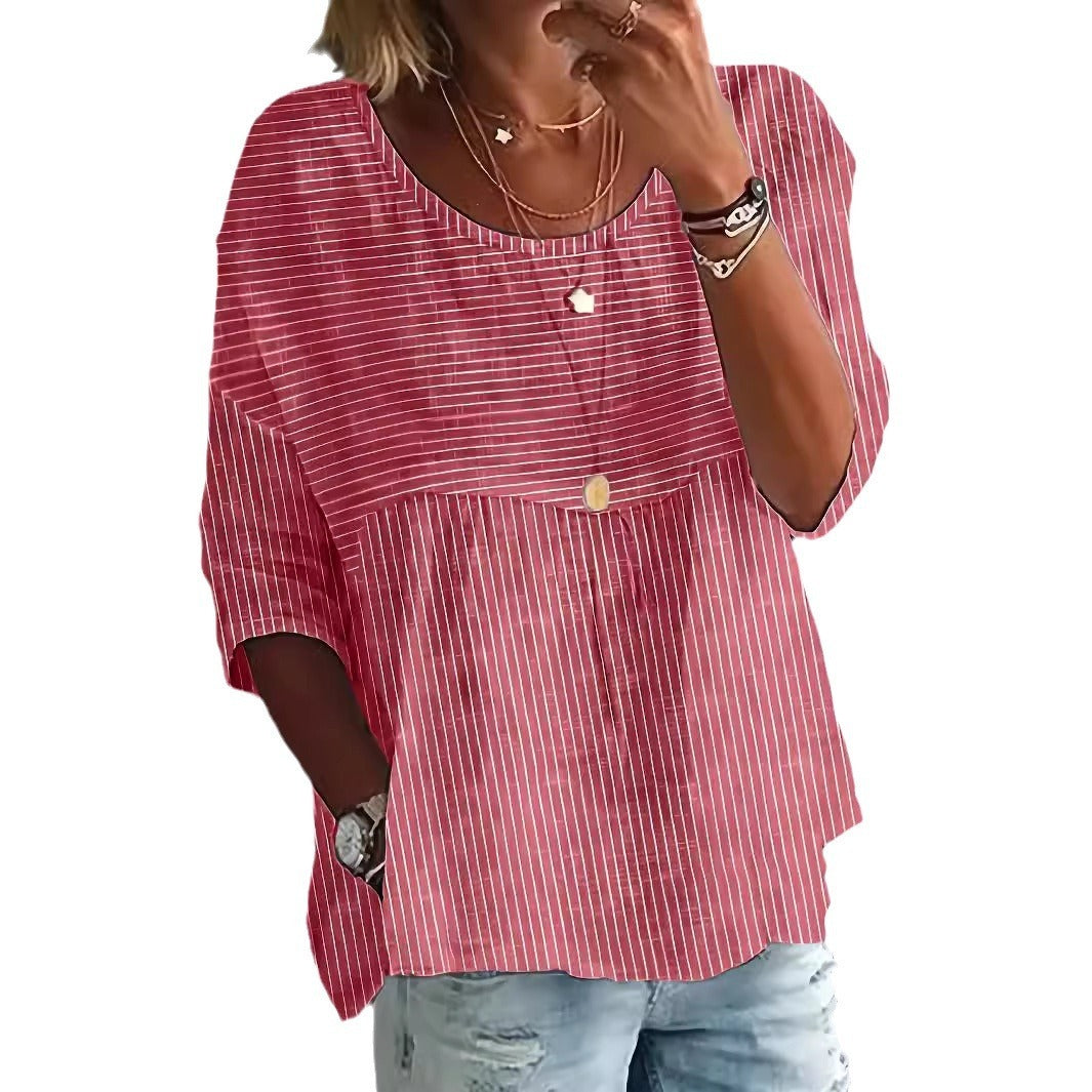 Women's Multi-color Striped Doll Shirt