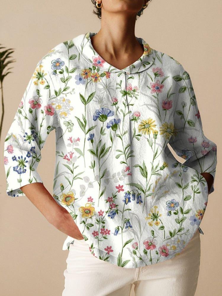 Autumn New Retro Slub Linen Shirt Casual