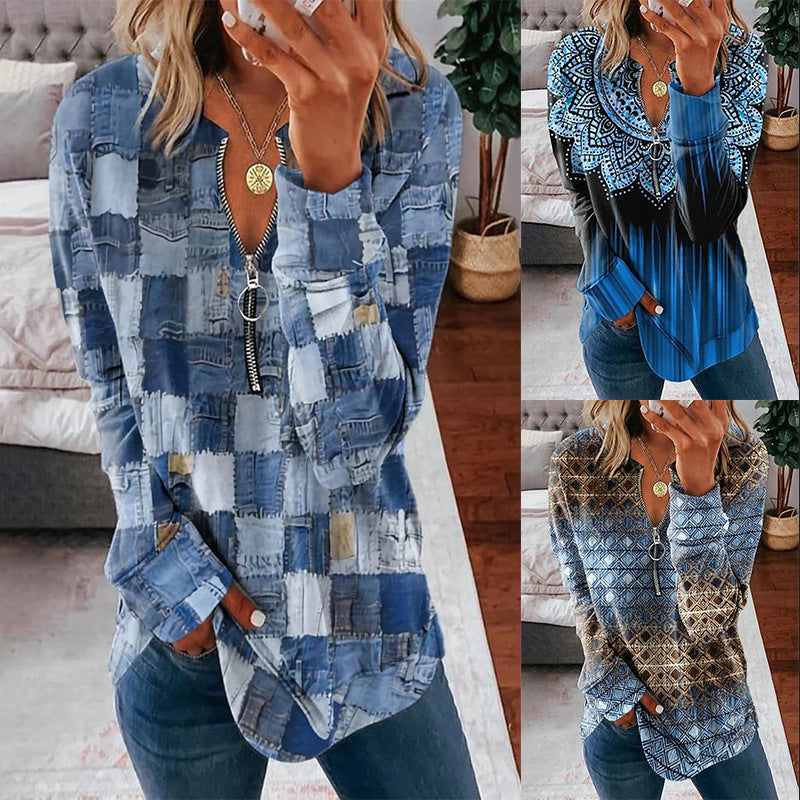 Loose Long Sleeve Zipper Sweater