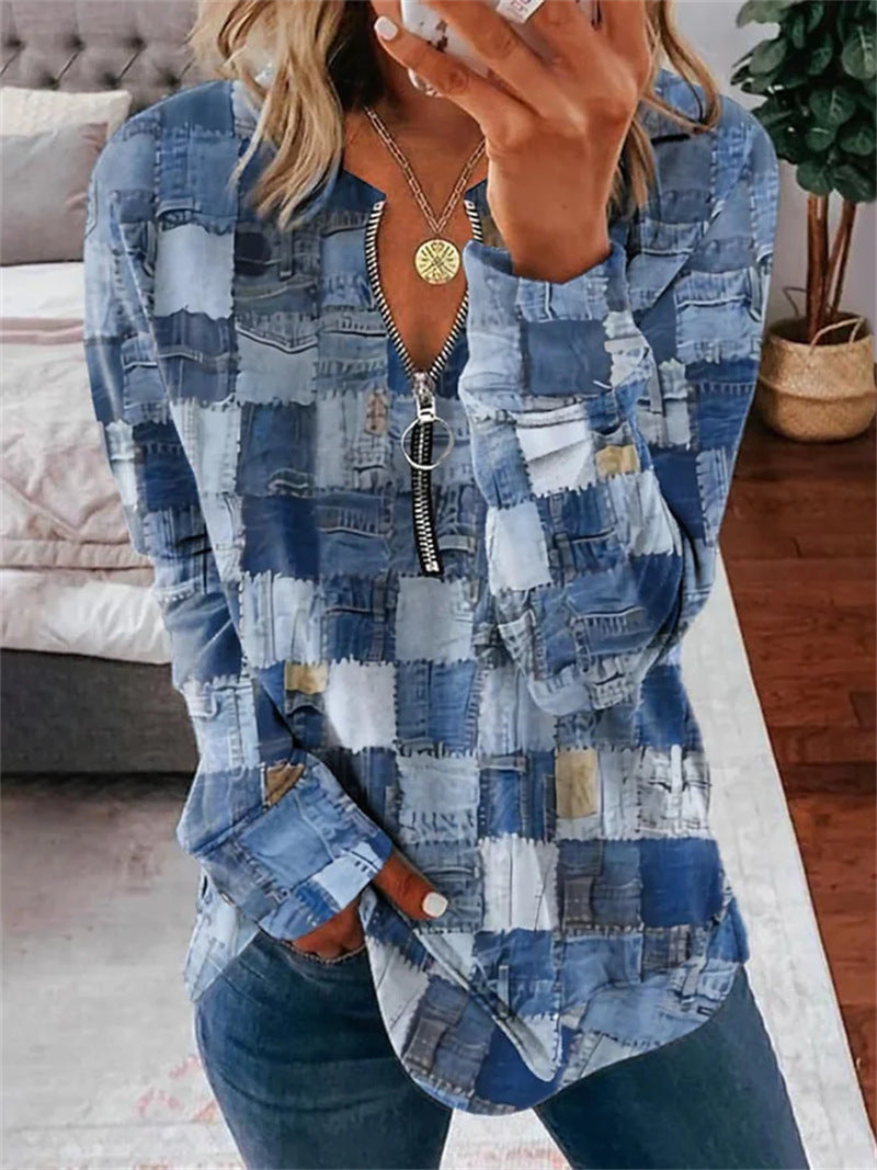 Loose Long Sleeve Zipper Sweater
