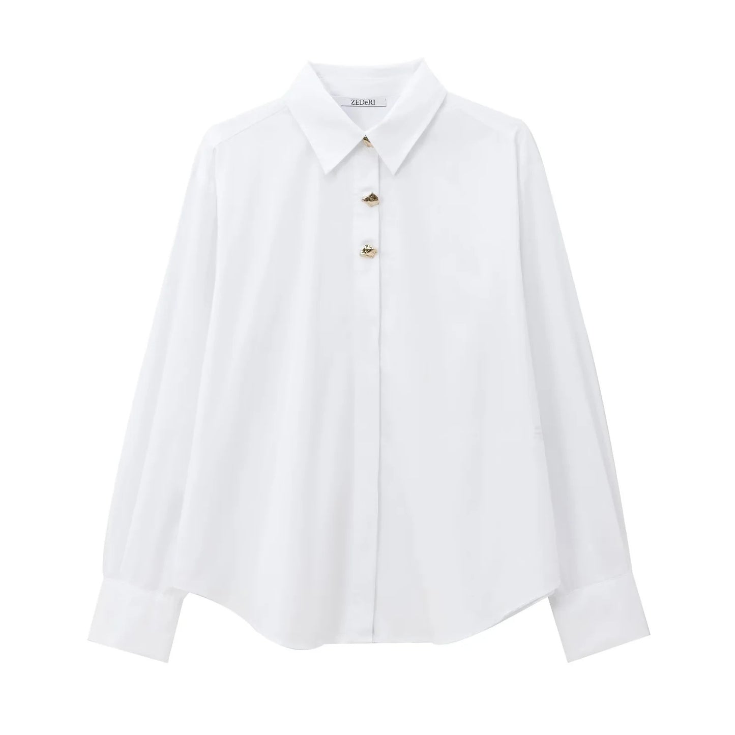 Women's Fashion Polo Collar Gold Breasted