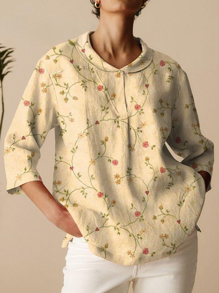 Autumn New Retro Slub Linen Shirt Casual