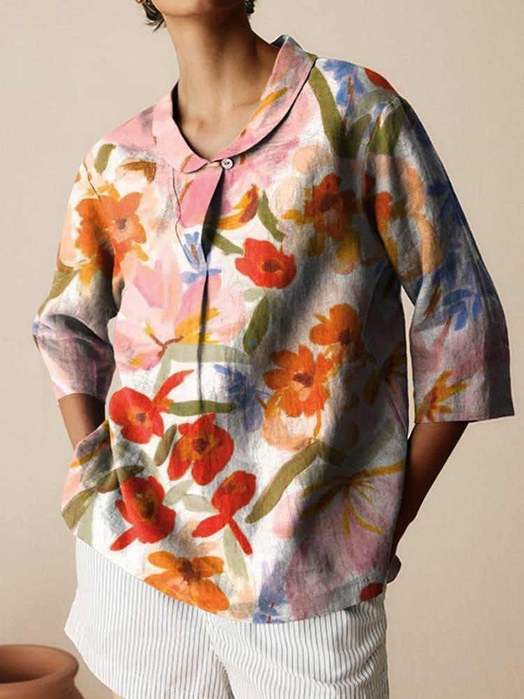 Autumn New Retro Slub Linen Shirt Casual
