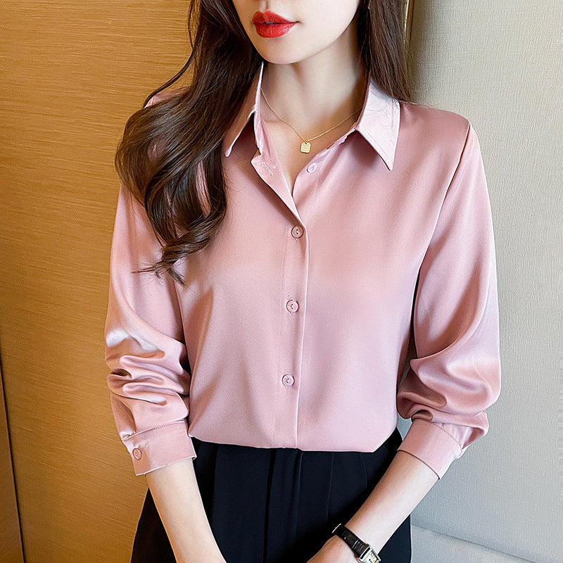 High-grade Non-ironing Anti-wrinkle Shirt Women's Solid Color Acetate Shirt