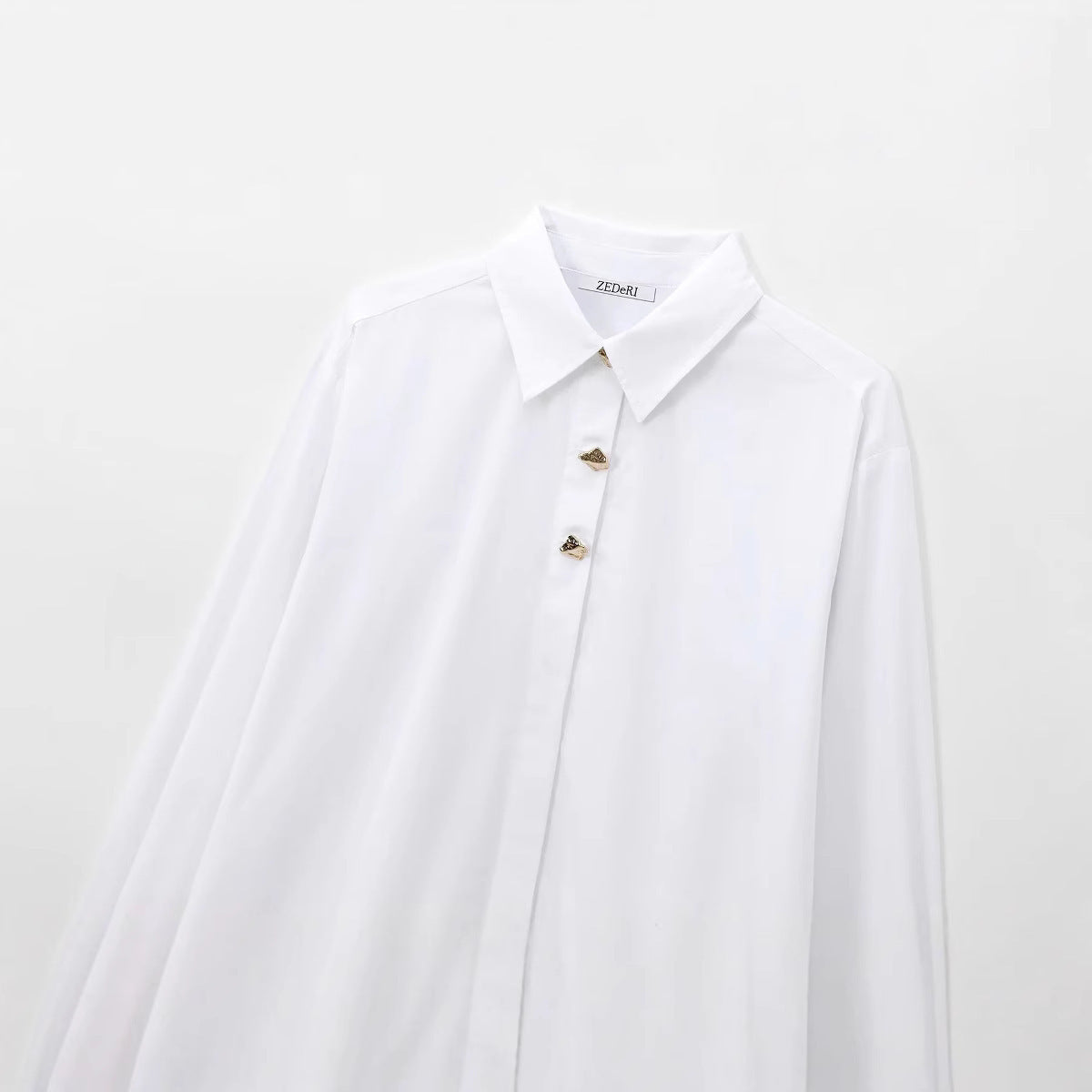 Women's Fashion Polo Collar Gold Breasted