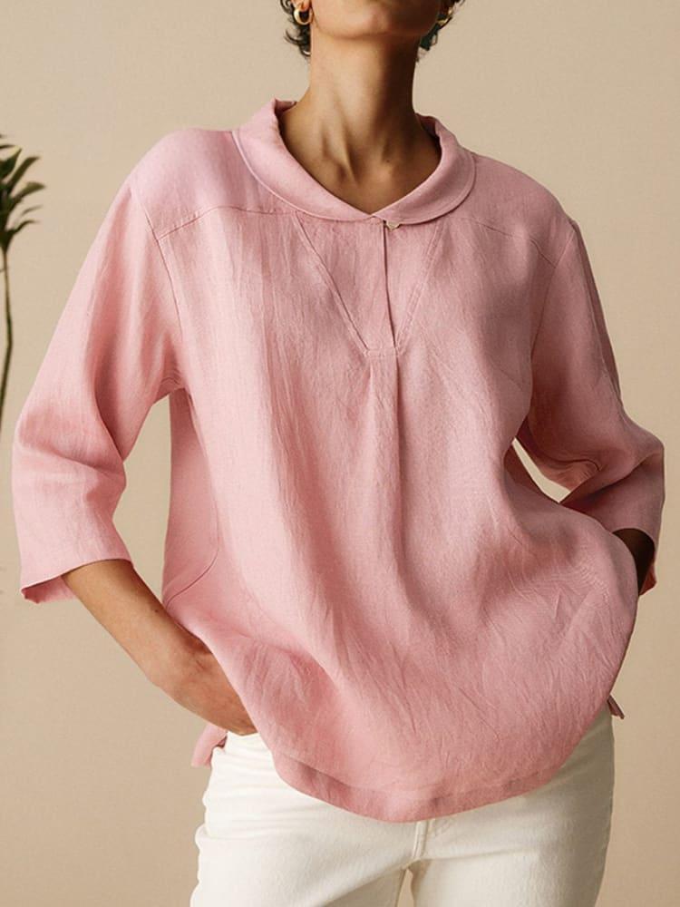 Autumn New Retro Slub Linen Shirt Casual