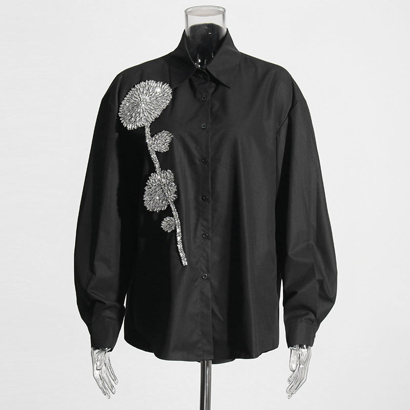 Fashion Casual Loose Slimming Lapel Women's Blouse