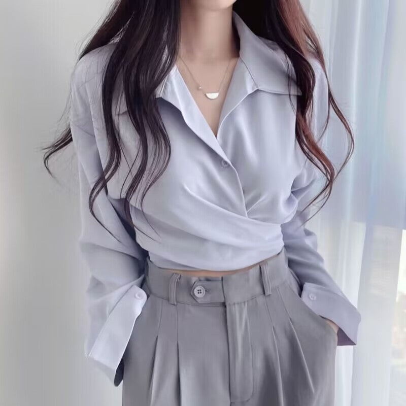 Waist-tight Slimming Lace-up Single-breasted Short Shirt