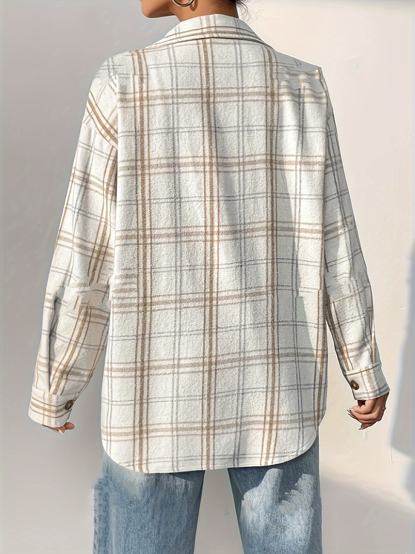 European And American Leisure Mid-length Plaid Shirt Jacket Cardigan Shirt