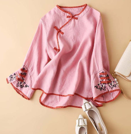 Women's Loose Top Shirt With Crossbody Buckle