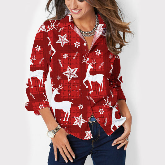 Women's Button Lapel Long Sleeve Shirt