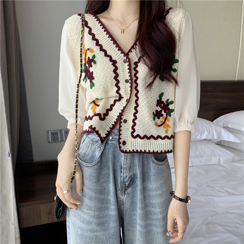 Women's French Embroidery Design Sense Cardigan Top