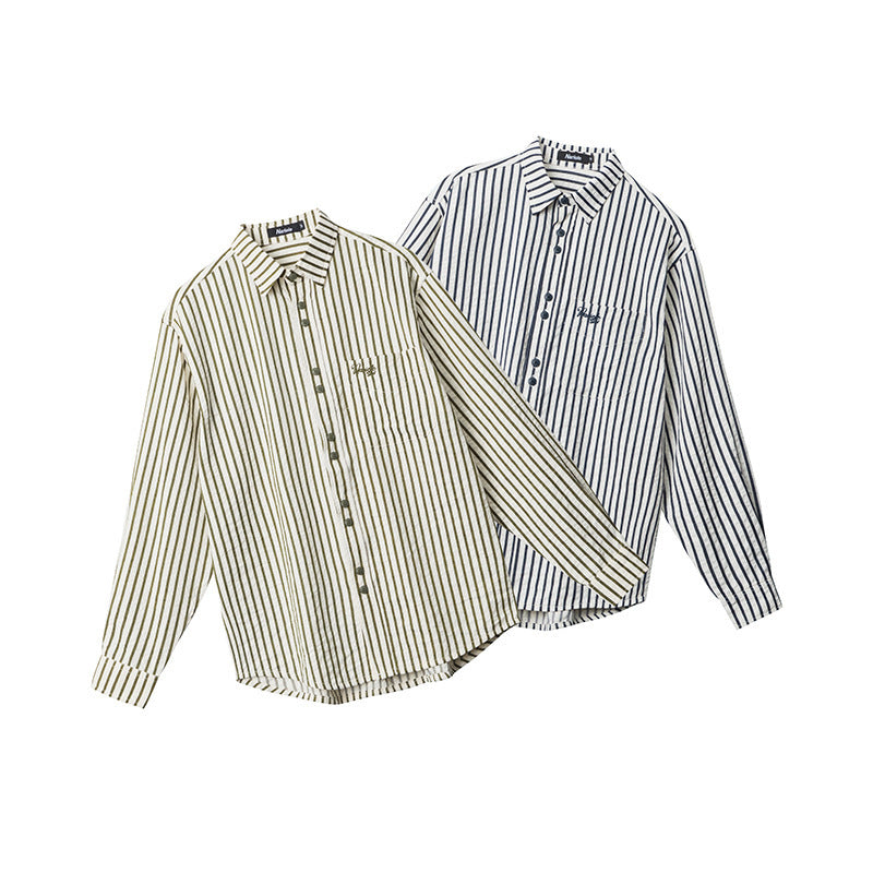 European And American Striped Shirt Women's Autumn Winter Retro Fashion