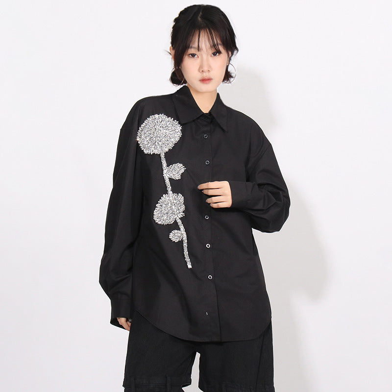 Fashion Casual Loose Slimming Lapel Women's Blouse