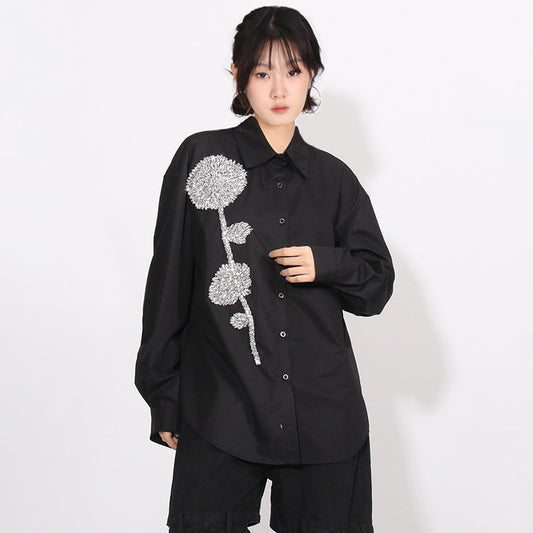 Fashion Casual Loose Slimming Lapel Women's Blouse