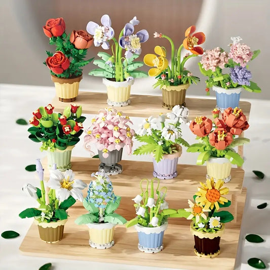 Miniature Diamond Sunflower, Daisy & Orchid Bouquet Building Blocks Toy Set - Ideal Gift for Girlfriend's Birthday, Christmas, Valentine's Day
