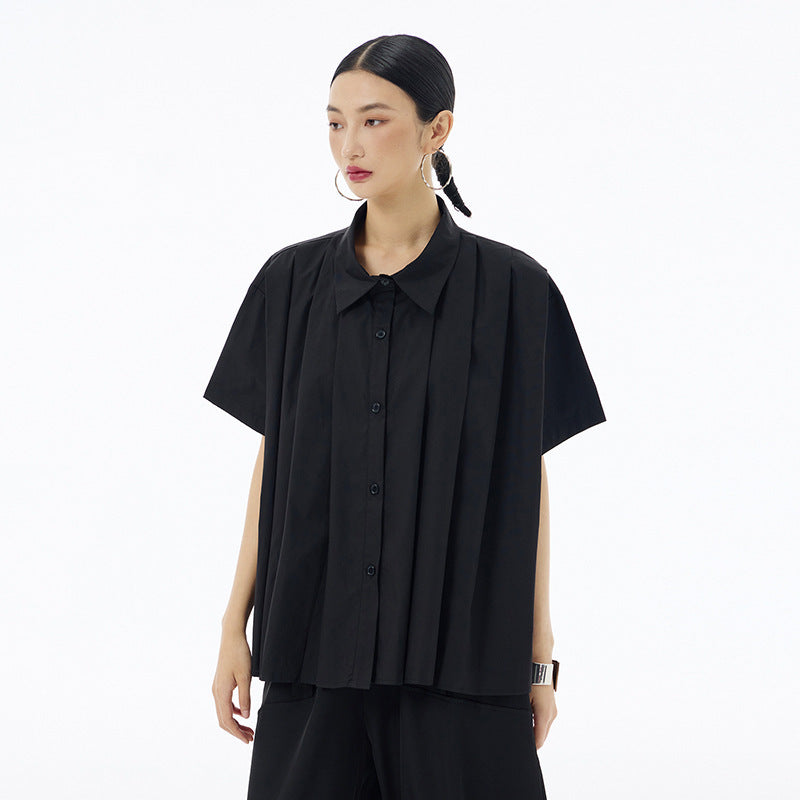 Loose Short-sleeved Lapel Shirt Women's Summer New Simple Top