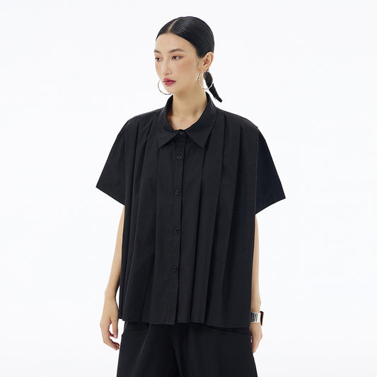 Loose Short-sleeved Lapel Shirt Women's Summer New Simple Top
