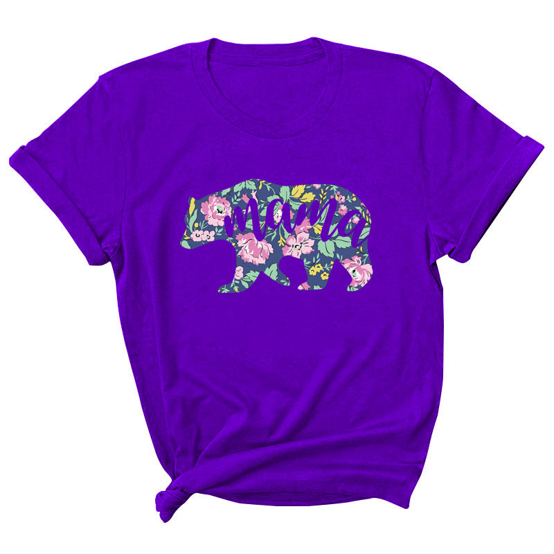 Mama Pattern Printed Short Sleeve Round Neck T-shirt Casual Fashion