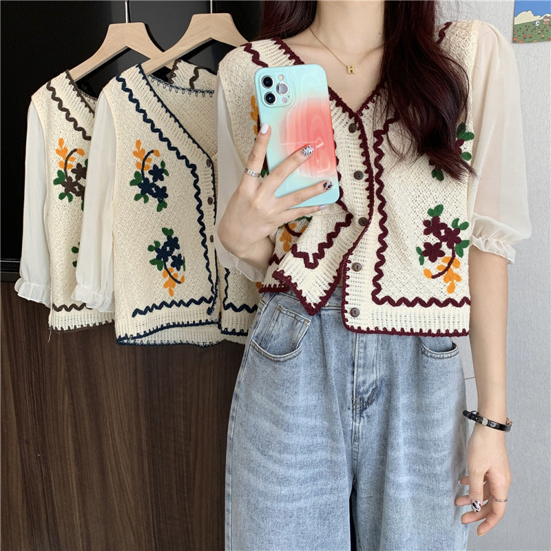 Women's French Embroidery Design Sense Cardigan Top