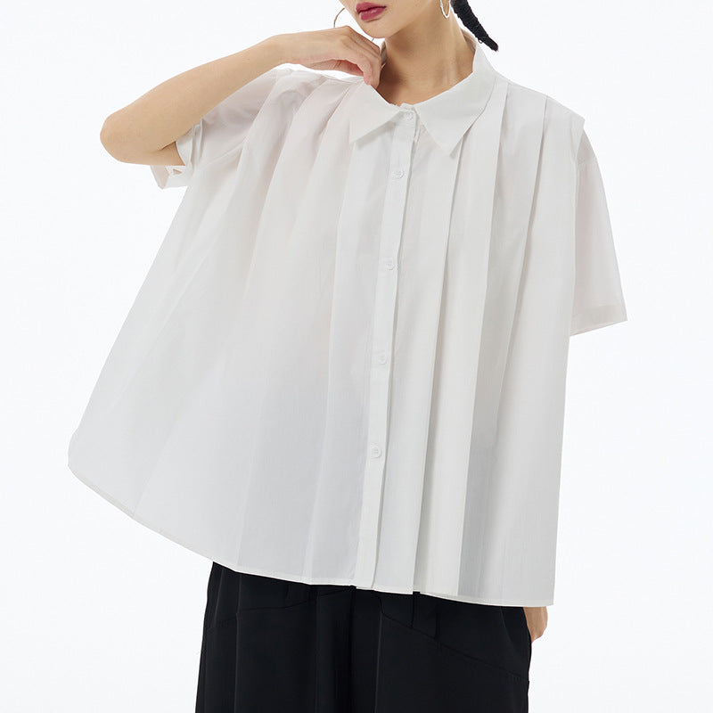 Loose Short-sleeved Lapel Shirt Women's Summer New Simple Top