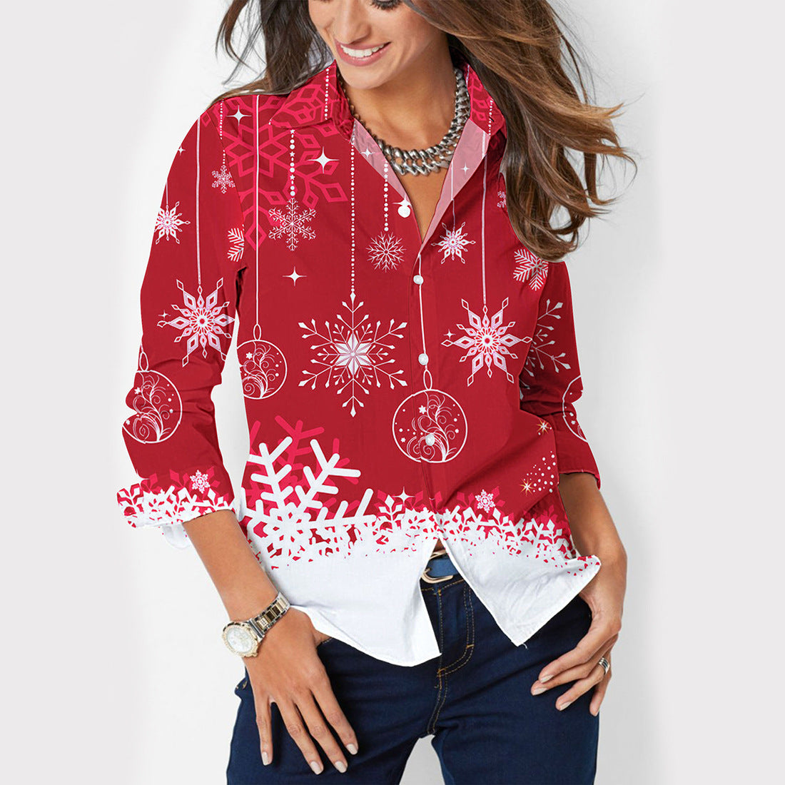 Women's Button Lapel Long Sleeve Shirt