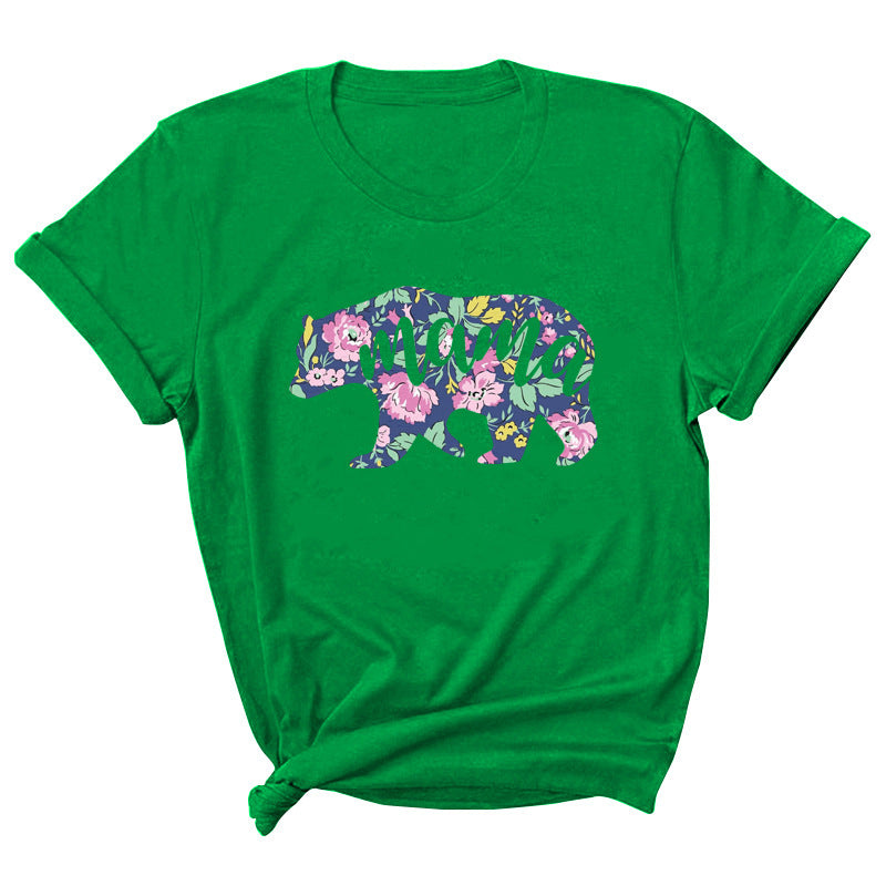 Mama Pattern Printed Short Sleeve Round Neck T-shirt Casual Fashion