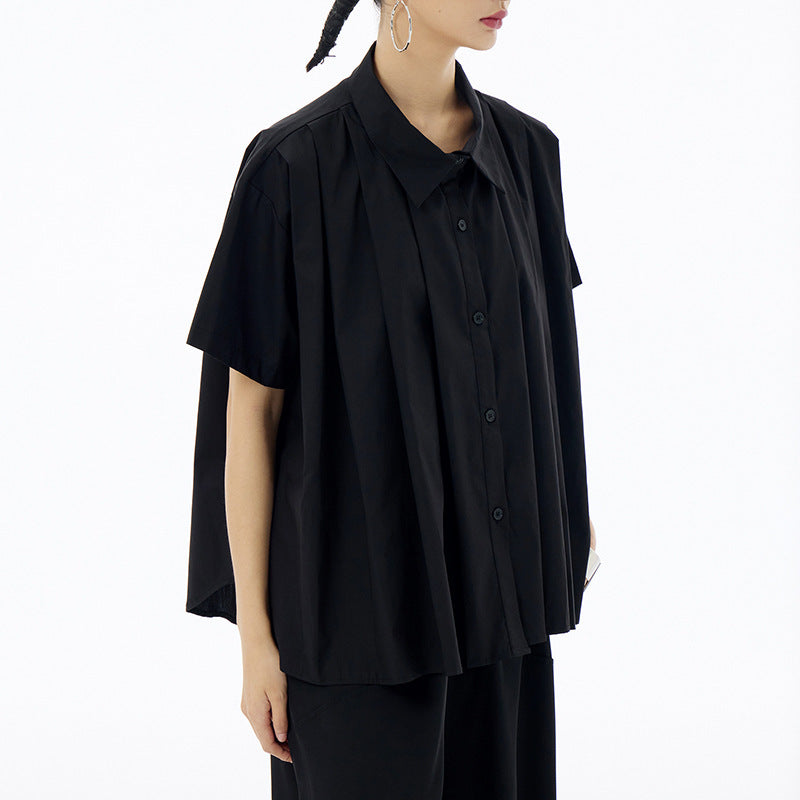 Loose Short-sleeved Lapel Shirt Women's Summer New Simple Top