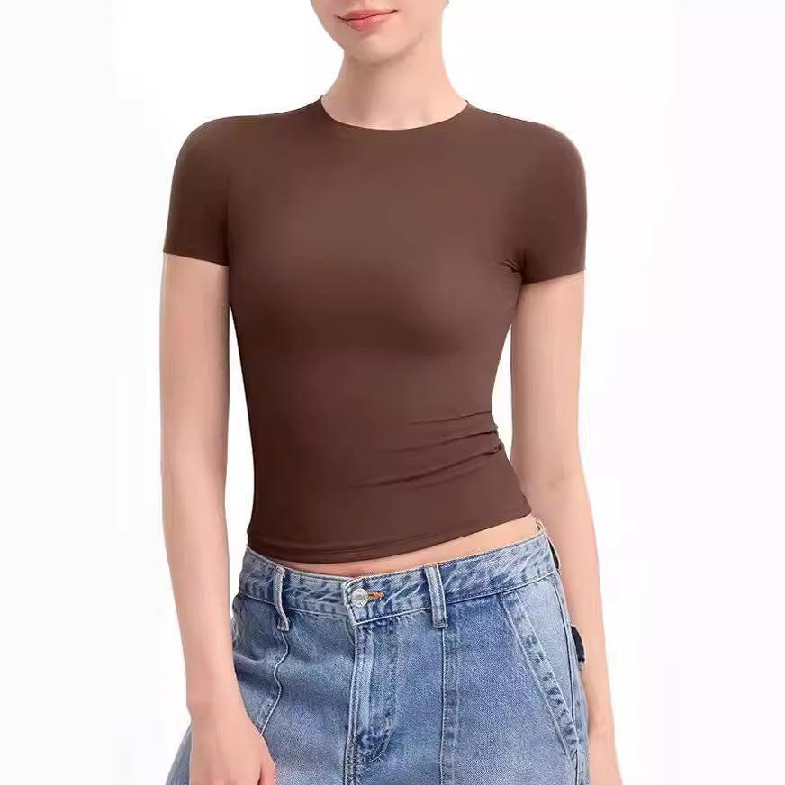 Women's Fashion Simple Short-sleeved T-shirt Pure Desire Top