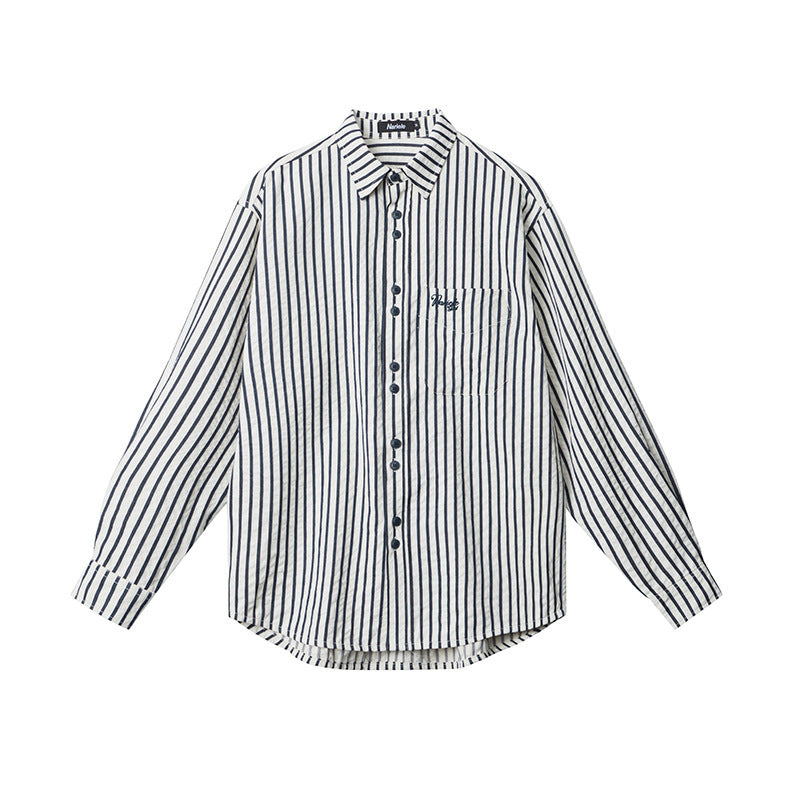 European And American Striped Shirt Women's Autumn Winter Retro Fashion