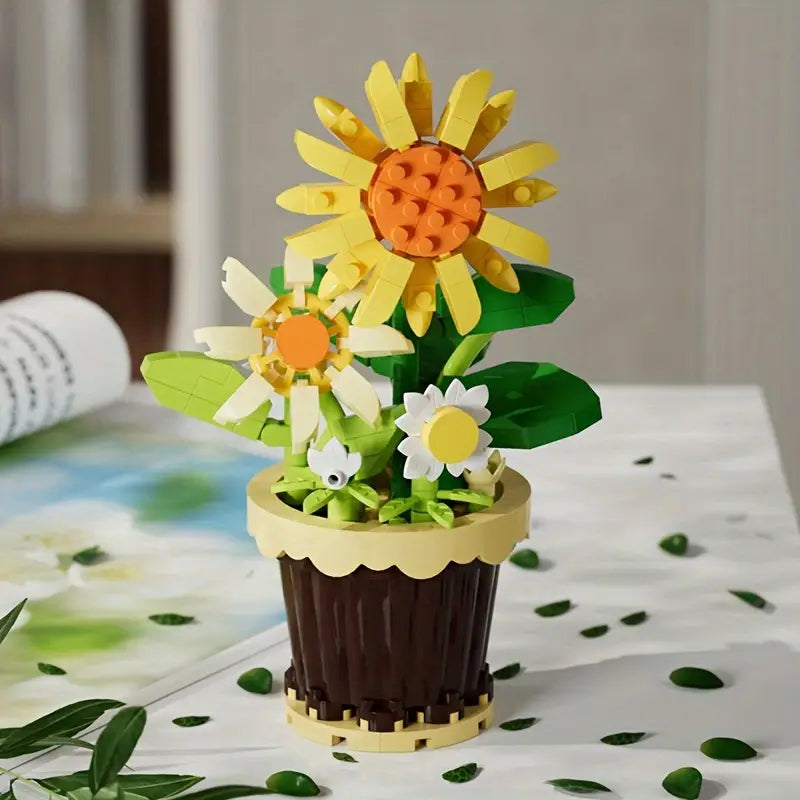 Miniature Diamond Sunflower, Daisy & Orchid Bouquet Building Blocks Toy Set - Ideal Gift for Girlfriend's Birthday, Christmas, Valentine's Day