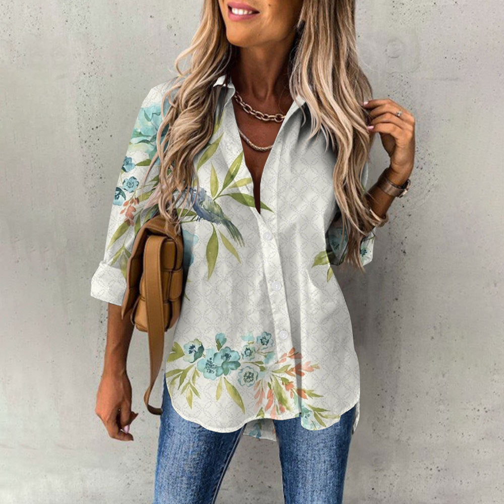 Women's Casual Digital Printing Large Upper Garment Shirt