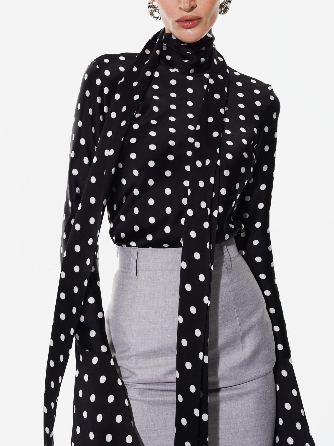 Polka Dot Strappy Bell Sleeve Blouse