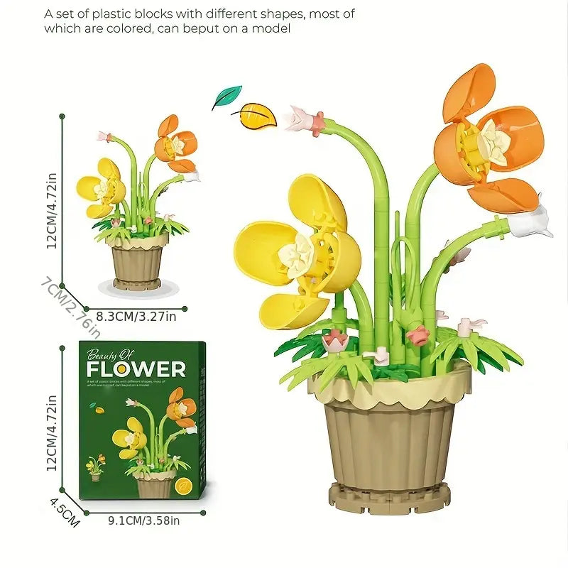 Miniature Diamond Sunflower, Daisy & Orchid Bouquet Building Blocks Toy Set - Ideal Gift for Girlfriend's Birthday, Christmas, Valentine's Day
