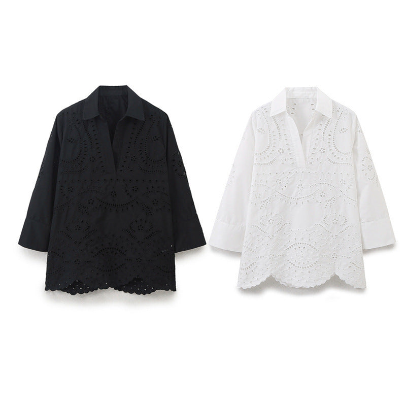 Women's Temperament Simple Casual All-match V-neck Shirt