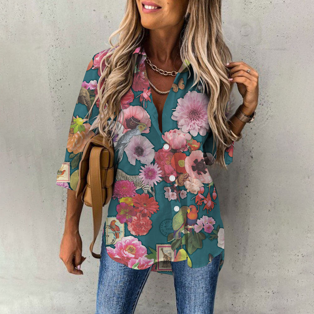 Women's Casual Digital Printing Large Upper Garment Shirt