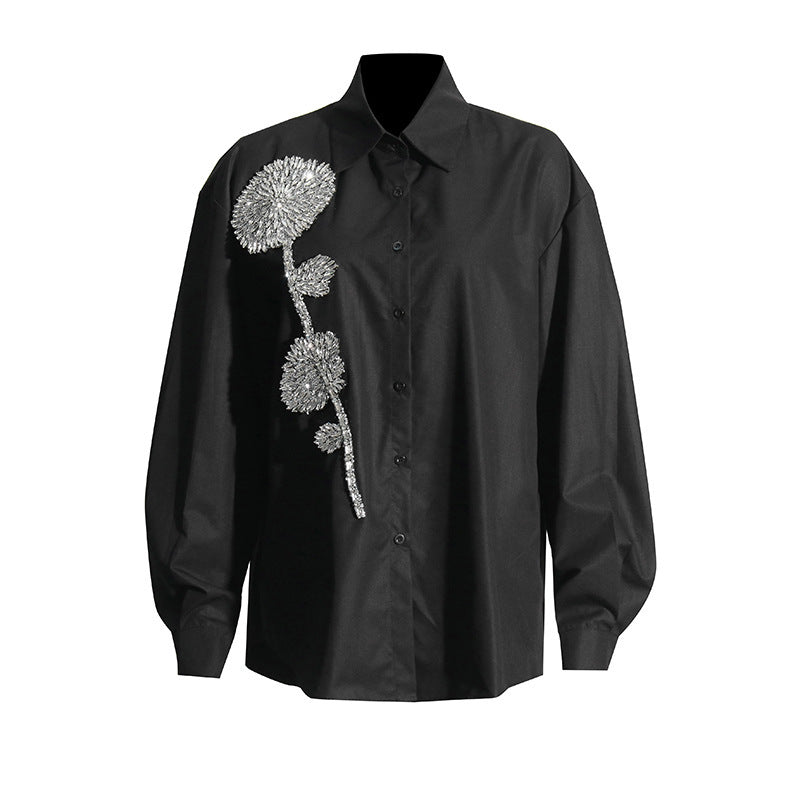 Fashion Casual Loose Slimming Lapel Women's Blouse
