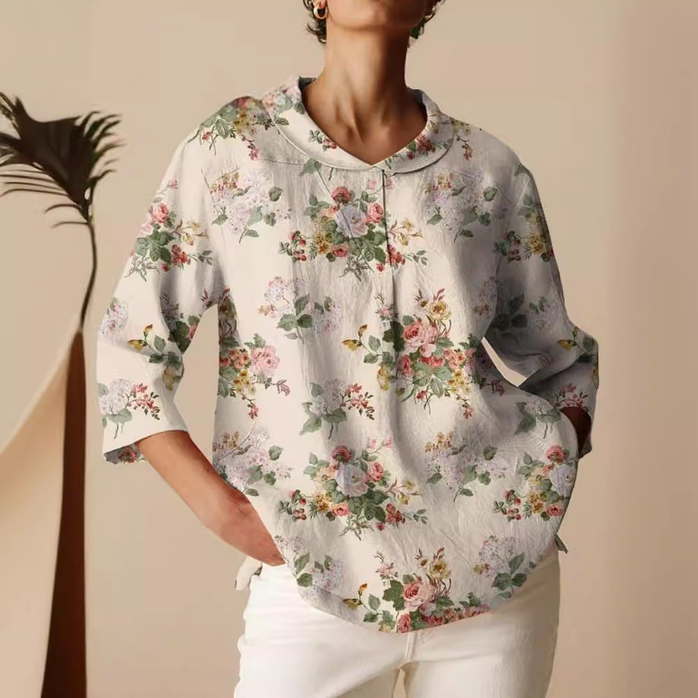 New Plus Size Women's Clothing Vintage Floral Floral T-shirt Shirt