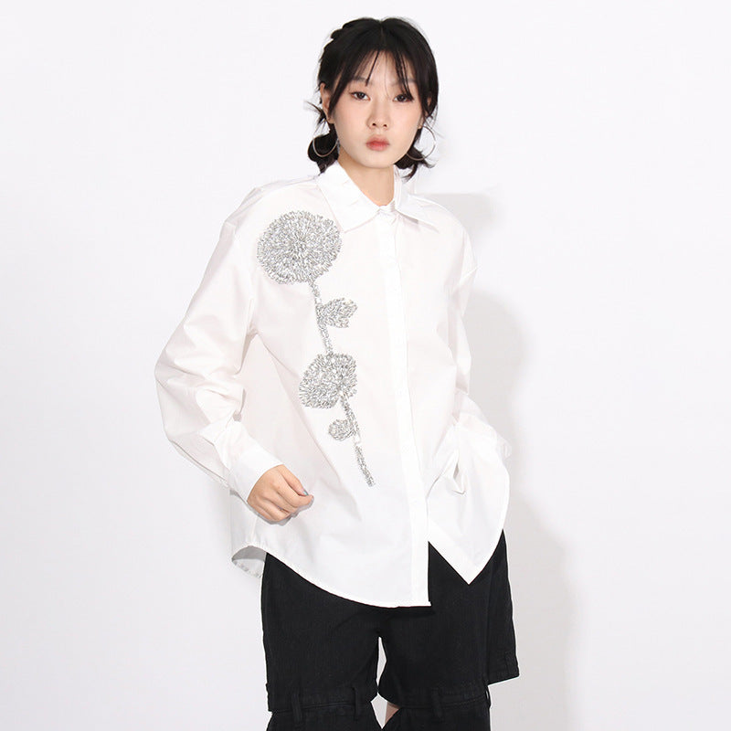 Fashion Casual Loose Slimming Lapel Women's Blouse