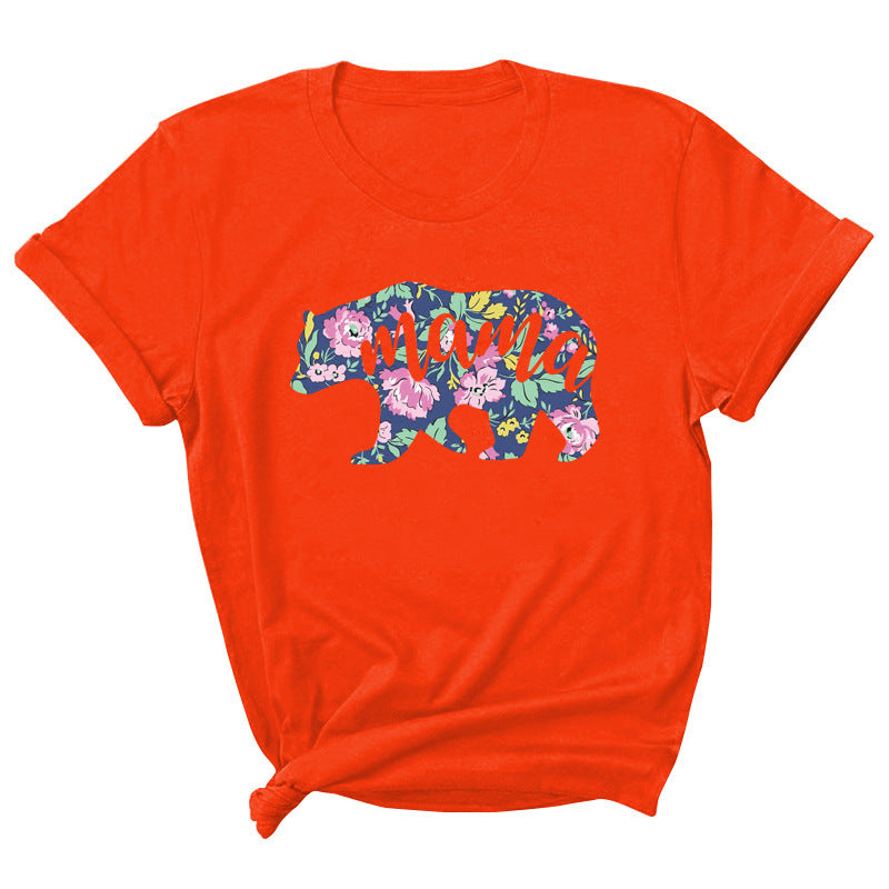 Mama Pattern Printed Short Sleeve Round Neck T-shirt Casual Fashion